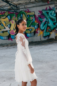Konfirmationskjole Dahlia – chiffon og blonde