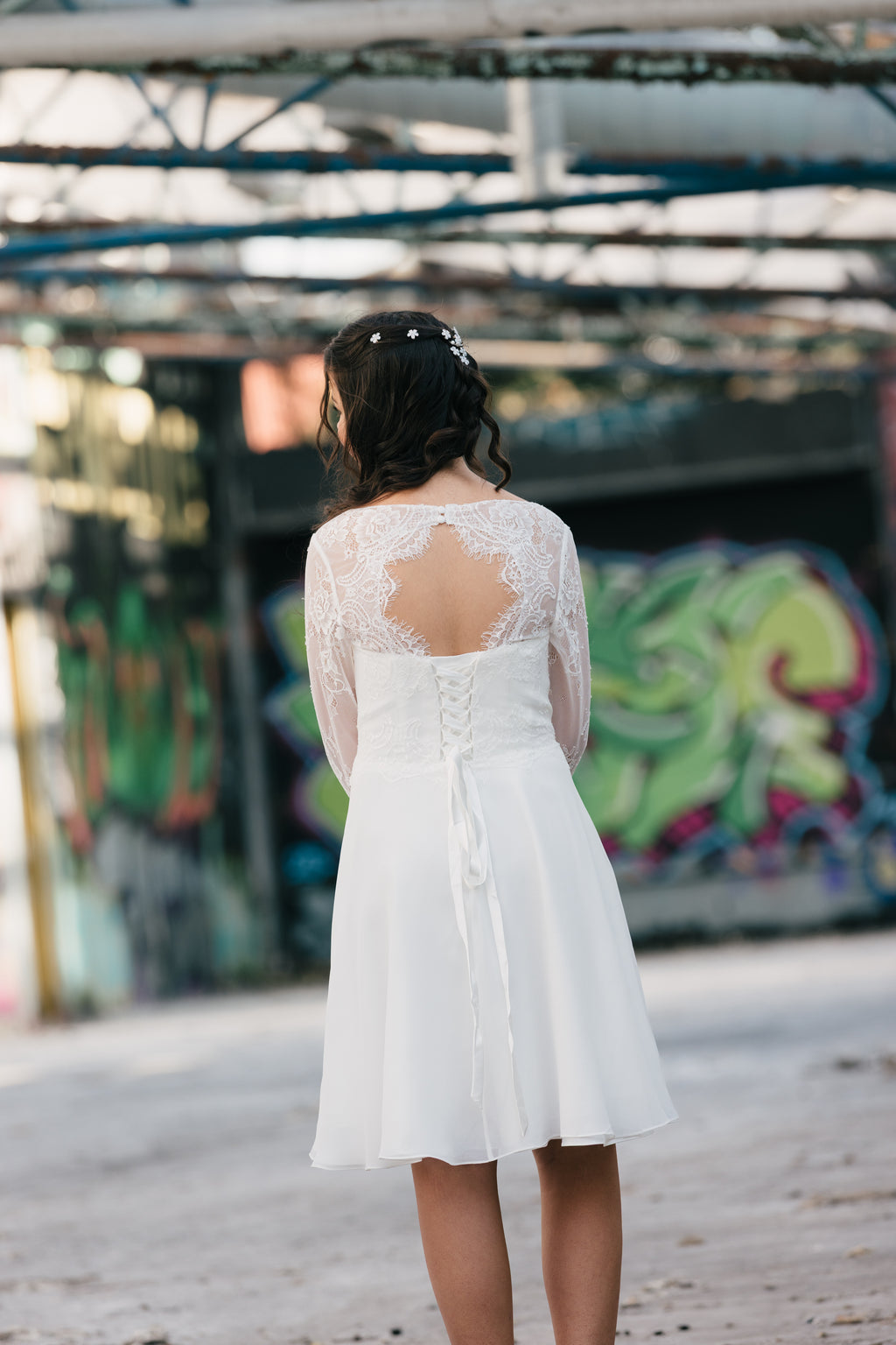Konfirmationskjole Clara – chiffon og blonde